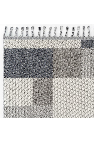 Cool Halı Bress 1403 Gri Mavi Hav Toz Vermez Hasır Dokulu Salon Mutfak Antre Bukle Örgü Modern Desen Halı