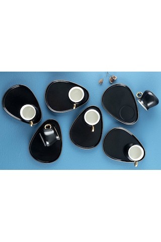 Arow Porselen Siyah Kahve Takımı Tr-1603