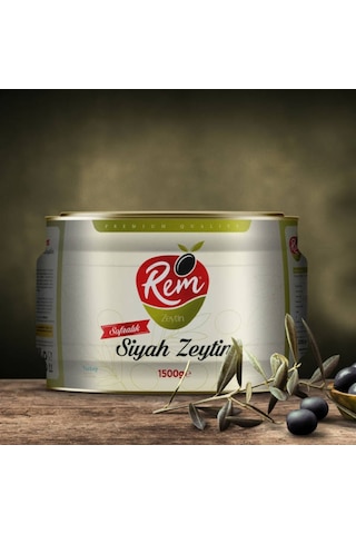Rem Zeytin Sofralık Siyah Zeytin Teneke 1500 G
