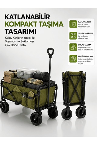 Lexroo 130 Kg Taşıma Kapasiteli Katlanabilir Wagon Taşıma Arabası