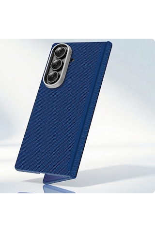 Samsung Uyumlu Galaxy Z Fold 7 Uyumlu Kılıf M-safe Şarj Özellikli Zore Paris Zerre Sert Pc Kapak Lacivert