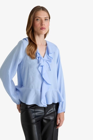 Defacto Regular Fit V Yaka Modal Volanlı Uzun Kollu Bluz G1971ax25wnbe305 Mavi