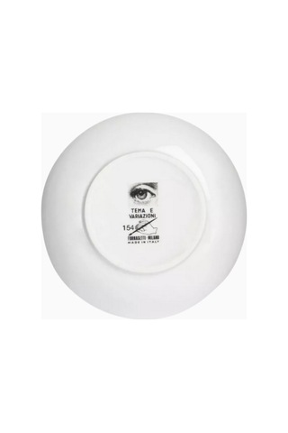 Fornasetti Tema E Variazioni N.154 Yuvarlak Porselen Mücevher Kutusu Saklama Kutusu Siyah-beyaz