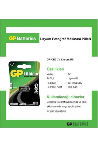 Gp Cr2 Pil Lityum 3V Foto Makine Pili