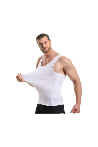 Ff Fit Form Giyim Beyaz Erkek Korse Atlet Göbek Ve Gögüs Bölgesi Beyaz