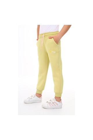Toontoy Kız Çocuk Nakış Baskılı Beli Paçası Lastikli Cepli Basic Jogger Eşofman Altı 2 İplik Açık Yeşil