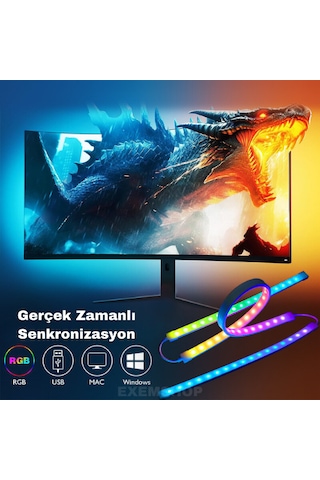 Bilgisayar Ambilight Işığı Görüntüye Duyarlı Ambilight Led 23-24.5 Inç Uyumlu