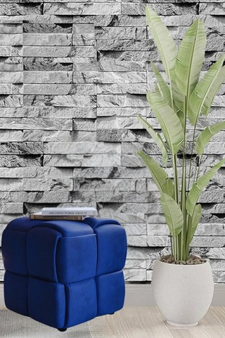 Most Spiral Kare Puf 19 Lacivert Kadife Kumaş Evinize Teslim