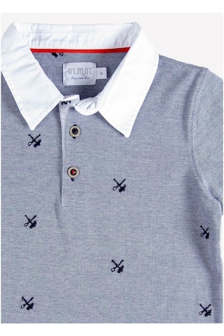 Erkek Çocuk Organik Polo Yaka T-Shirt - Silvio Mavi