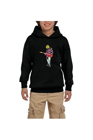 Zepplin Giyim Nirvana Kurt Cobain Siluet Siyah Çocuk Kapşonlu Sweatshirt Siyah