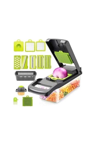 Novahub Sebze Kesici Seti - 15 Aksesuarlı, Eşit Kesim, Mutfak Yardımcısı Yeşil