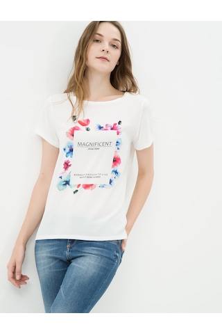 Koton Floral T-shirt Kırık Beyaz 7kak18228gk 7KAK18228GK001 Ekru