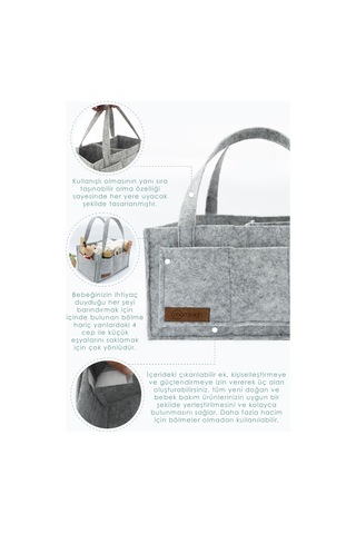 Mordesign Keçe Anne Bebek Bakım Çantası Yenidoğan Alt Açma Değiştirme Için Organizer Taşınabilir Düzenleyici Gri Zg948 Gri