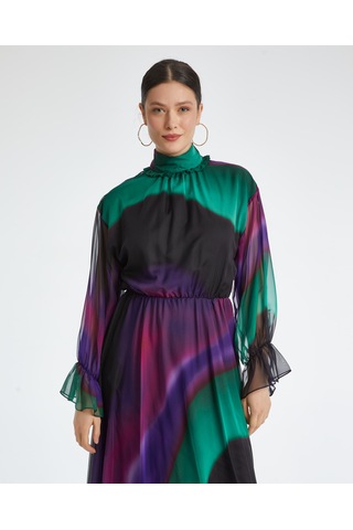 Serpil Exclusive Kadın Midi Elbise - Modern Tasarım - Günlük Ve Özel Gün İçin Elbise Mor