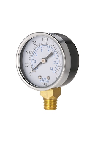 Suofeng Kompakt Hidrolik Basınç Göstergesi: 0 200psi / 0 14bar, 50mm, 1/4" Npt, Çift Skala, Yan Veya Arka Montaj Seçenekli, Ts-50-14