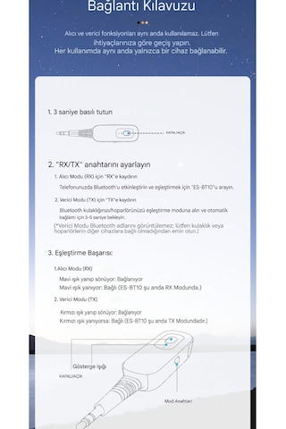 Bt10 Bluetooth 5.1 Çevirici Adaptör İkili Mode/lisanslı Araba Müz