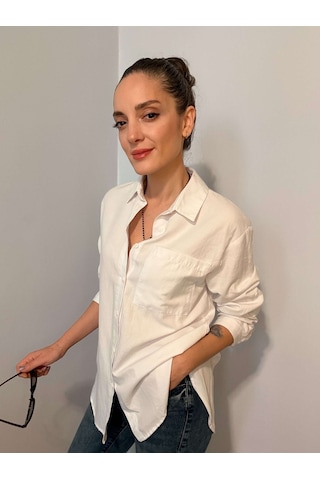 Ali Butik Ekru Basic Keten Gömlek Ekru