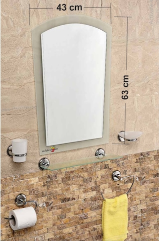 Çift Camlı 6 Parça Dev Büyük Banyo Wc Kafe Cafe Tuvalet Ayna Seti Gümüş