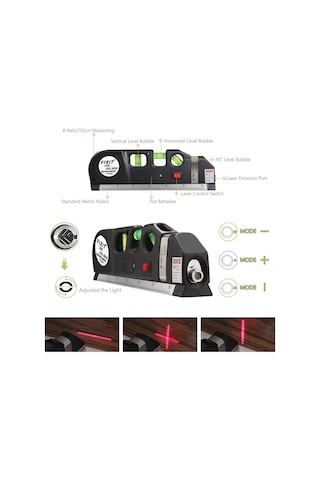 Moveevo Manyetikli Enstrüman: 8ft Lazer Seviye Çizgici - Dikey/yatay Işık, Metrik Ve Standart Ölçü, Duvar Dekorasyonu İçin Doğru Hizalama