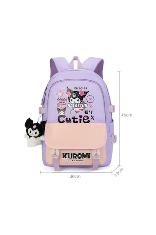 Weichuang01 Kapasiteli Kuromi Öğrenci Okul Çantası 46 X 13 X 30 Cm Mor