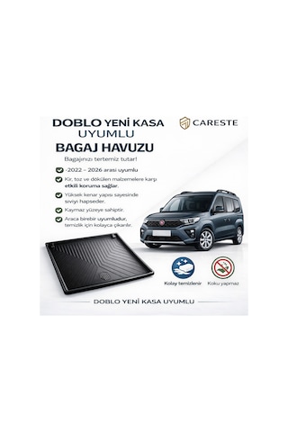Fiat Doblo Bagaj Havuzu 2022-2026 Yeni Kasa Uyumlu 3d Kaymaz Kolay Temizlenir