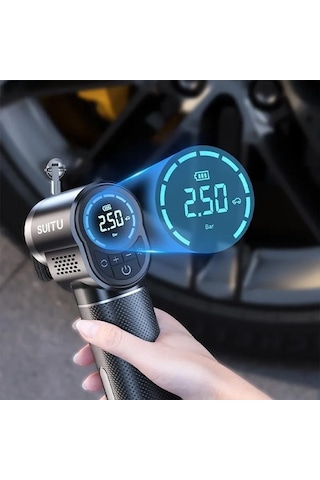 Zhltools St-5518 Dijital Göstergeli Şarjlı Taşınabilir Hava Kompresörü Lastik Pompası