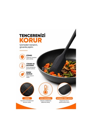 6'lı Siyah Silikon Mutfak Gereçleri Seti Isıya Dayanıklı, Yapışmaz Yüzey Dostu Spatula Ve Fırça Seti