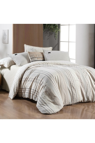 Sarev Calamor Bej King Size Battal Boy %100 Pamuk Mood Comfort Nevresim Takımı Bej