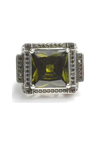 925 Ayar Gümüş Kare Peridot Taşlı Erkek Yüzük (552868294)