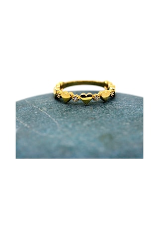 Kalp Sadakat Yemini (Pırlanta)Taşlı 14 Ayar Altın Sıralı Alyans Y