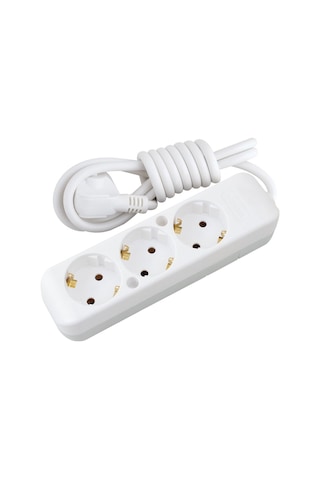 3 Adet--3,lü Topraklı Grup Priz 2 Metre Kablolu - 3 Adet Çoklu Priz Seti 3x1 Mm² Esnek Yumuşak Ttr Kablo Beyaz Uzatma Prizi Çoklu Priz 0
