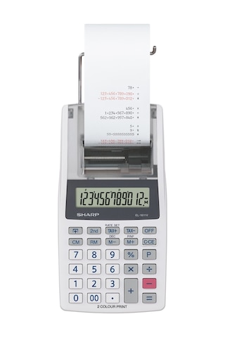 Sharp El-1611v 12 Hane Şeritli Hesap Makinesi Beyaz - Gri