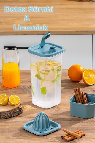 Porsima 06-1109 Sürahi & Limonluk Şeffaf 15 L - Mavi