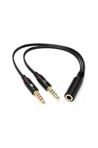 Lexroo Px-8005 Kulaklık Mikrofon Ayırıcı, 3.5 Mm Jak 1 Dişi 2 Erkek Y Splitter Standart