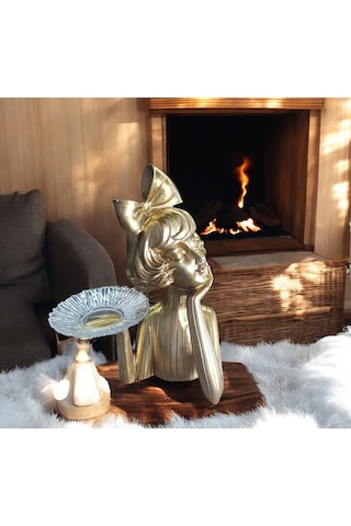 20cm-30cm Ebatlarında Kırılmaz Polyester Tepsili Kız Biblo