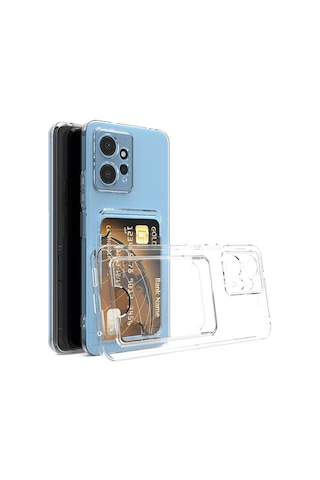 Xiaomi Redmi Note 12 5g Kılıf Kartlıklı Şeffaf Zore Setra Clear Silikon Kapak Renksiz