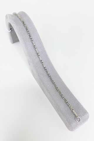 Gümüş Renkli Dikdörtgen Kare Çelik Zincir Bileklik Gümüş