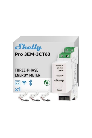 Shelly Pro 3em 3ct 63 Dın Ray Akıllı 3 Faz Enerji Ölçer