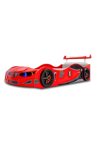 Gt2 - Arabalı Yatak - Araba Yatak, Işıklı, Kırmızı Tek Kişilik