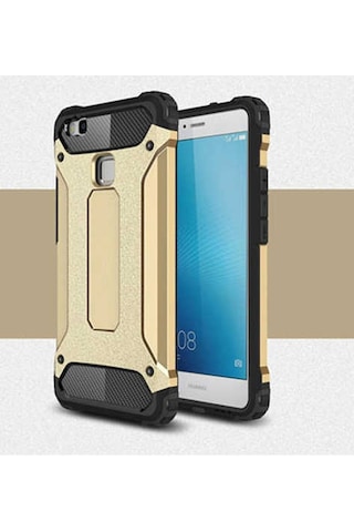 Kilifone - Huawei P9 Lite Mini Uyumlu - Kılıf Çift Katman Koruyucu Crash Military Tank Kılıf - Kırmızı Kırmızı