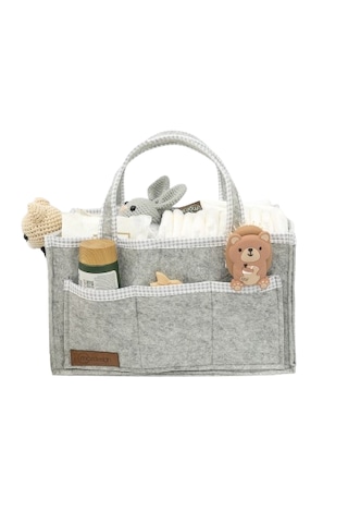 Mordesign Çok Amaçlı Kalın Keçe Anne Bebek Bakım Çantası Dolap İçi Organizer Scotch Serisi Gri