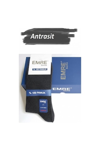 Erkek Pamuklu Likralı Dikişsiz Soket Çorap - 6 Adet Antrasit