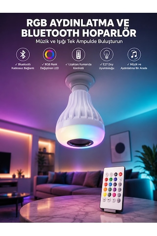 Kablosuz Bluetooth Hoparlör Led Lamba - 5000
