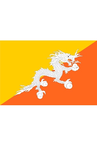 Bhutan Ülke Bayrağı 45x30cm Duvar Tablosu Çerçevesiz Pvc Tablo