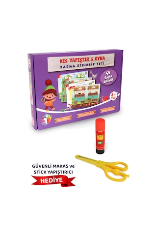 Kes Yapıştır Oyna Karma Etkinlik Seti 3+ Yaş 45 Sayfa Makas & Yapıştırıcı Hediye