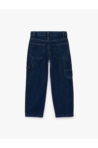 Koton Cep Detaylı Bol Kesim Pamuklu Carpenter Denim Pantolon Dark Indıgo 7wkb40020td Koyu İndigo