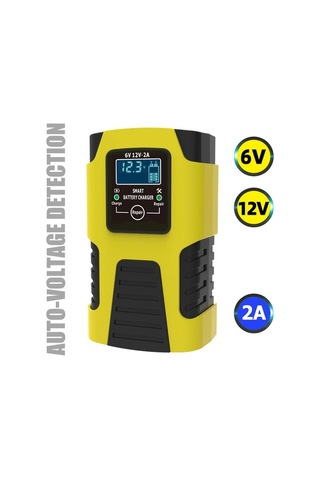 Besthome1 6v-12v 2a Otomobil Motosiklet Aküsü Şarj Cihazı Akıllı Kontrol Lcd Güvenli Sarı