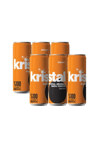 Kristal Portakal Aromalı Şekersiz Gazlı İçecek 330 ml 6'lı