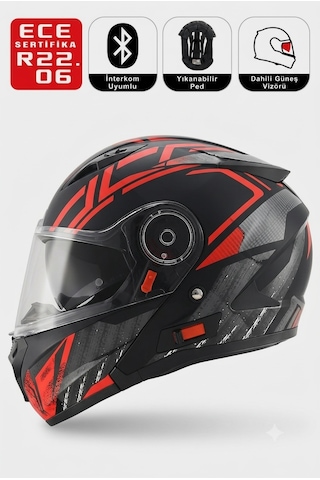 Ff868 Azrael Motosiklet Kaskı Güneş Vizörlü Çene Açılır Motorcu Kask Çok Renkli