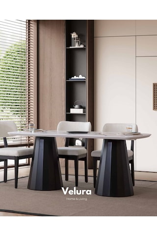 Alora Yemek Odası Takımı Yemek Masası + 4 Adet Sandalye Siyah